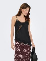 JDY Top "Fifi" w kolorze czarnym rozmiar: XL. Czarne topy JDY, xl, bez wzorów, z koronki, z asymetrycznym kołnierzem, bez ramiączek. Za 109.95 zł.