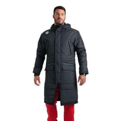 Parka Arena Team Solid. Szare płaszcze Arena, na zimę, l, bez wzorów, z materiału, klasyczne, z kapturem. Za 719.50 zł.