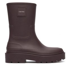 Kalosze Calvin Klein. Brązowe kalosze Calvin Klein, bez wzorów, bez zapięcia. Za 409.99 zł.
