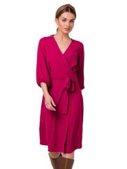 Stylove Sukienka w kolorze różowym rozmiar: M. Różowe sukienki Stylove, m, bez wzorów, z tkaniny, bez kołnierzyka, bez ramiączek, midi, kopertowe. Za 304.95 zł.
