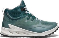 KEEN Buty turystyczne damskie Zionic Mid Wp Dark Forest/Sea Moss r.39. Niebieskie trekkingi Keen, bez wzorów, z gumy, bez zapięcia, trekkingowe. Za 398.90 zł.