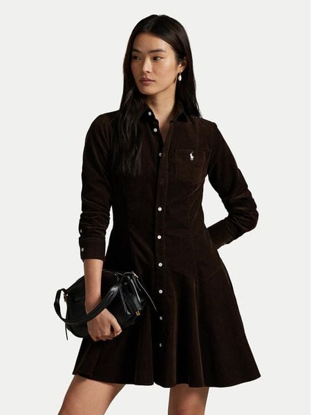 Polo Ralph Lauren Sukienka koszulowa 211972069002 Brązowy Regular Fit. Brązowe sukienki Polo Ralph Lauren, bez wzorów, z bawełny, bez kołnierzyka, bez ramiączek, koszulowe. Za 1,039.00 zł.