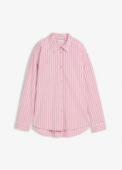 Koszula oversize z bawełnianej popeliny. Czerwone koszule bonprix, bez wzorów, z bawełny, bez kołnierzyka, bez ramiączek. Za 119.99 zł.