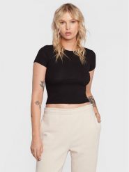 Gina Tricot T-Shirt Basic 17957 Czarny Slim Fit. Czarne t-shirty Gina Tricot, m, bez wzorów, z bawełny, bez kołnierzyka, bez ramiączek. Za 39.99 zł.
