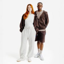Bluza na suwak unisex Elementals. Brązowe bluzy Decathlon, uniwersalny, bez wzorów, z bawełny, bez ramiączek, z kapturem. Za 199.99 zł.