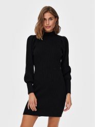 ONLY Sukienka dzianinowa Katia 15232502 Czarny Comfort Fit. Czarne sukienki ONLY, m, bez wzorów, z dzianiny, bez kołnierzyka, bez ramiączek. Za 179.99 zł.