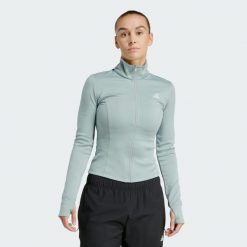Kurtka Optime Essentials Full-Zip. Zielone kurtki adidas, bez wzorów, bez kaptura. Za 261.50 zł.