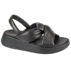 Sandały FitFlop F-Mode Sandals W IX9-090 czarne. Czarne sandały bez wzorów, ze skóry, eleganckie, bez obcasa, bez zapięcia. Za 763.25 zł.