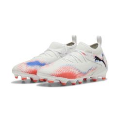 Młodzieżowe buty piłkarskie FUTURE 8 MATCH FG/AG PUMA. Biała buty treningowe Puma, bez wzorów, bez zapięcia, do piłki nożnej. Za 299.00 zł.