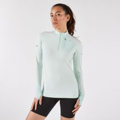 Bluza do biegania damska Kiprun Run 900 Warm. Niebieskie bluzy KIPRUN, l, bez wzorów, z materiału, sportowe, bez ramiączek, bez kaptura. Za 149.99 zł.
