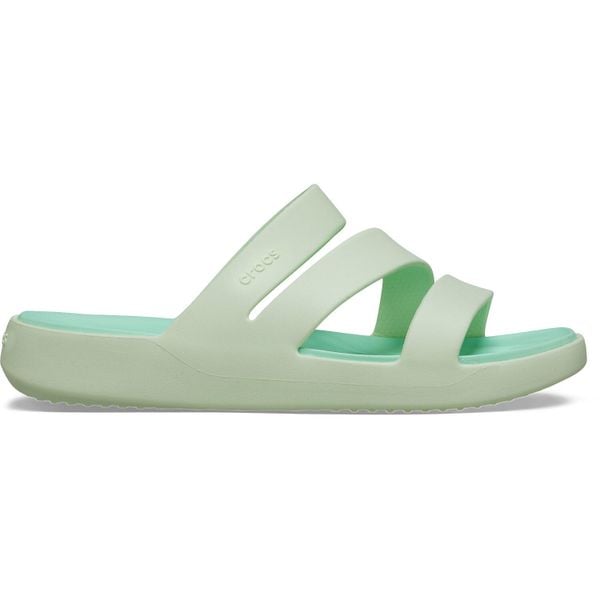 Klapki Dla Dorosłych Crocs Getaway Strappy Sandal. Fioletowe klapki Crocs, bez wzorów, z materiału, bez obcasa, bez zapięcia. Za 159.99 zł.