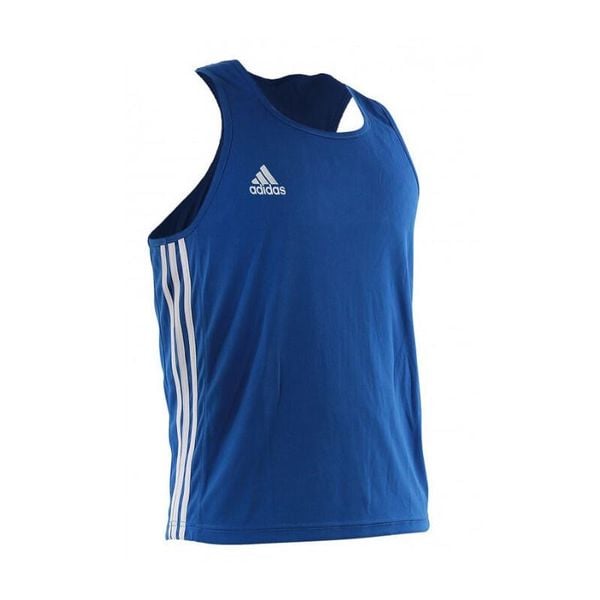 Koszulka treningowa adidas Boxing Top. Niebieskie topy adidas, bez wzorów, sportowe, bez kołnierzyka, bez ramiączek. Za 149.00 zł.