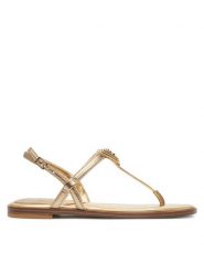 Guess Sandały FLJRA4 LEL21 Brązowy. Brązowe sandały Guess, z aplikacjami, ze skóry, bez obcasa, na płaskiej podeszwie, bez zapięcia. Za 549.99 zł.