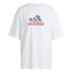 Koszulka damska adidas Flower Pack Badge of Sport. Białe t-shirty sportowe adidas, bez wzorów, z bawełny, bez ramiączek. Za 105.99 zł.