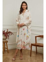 Plume Sukienka "Buvio" w kolorze kremowym rozmiar: M. Brązowe sukienki Plume, m, bez wzorów, bez kołnierzyka, bez ramiączek, maxi. Za 254.74 zł.