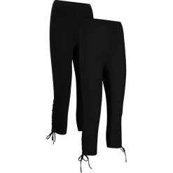 Legginsy rybaczki z marszczeniem (2 pary). Czarne legginsy bonprix, bez wzorów. Za 77.99 zł.