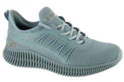 Buty sportowe Sneakersy damskie, Bobs Geo-New Aesthetics. Niebieskie buty treningowe Skechers, bez wzorów, z materiału, przed kostkę, bez zapięcia, trekkingowe. Za 239.99 zł.