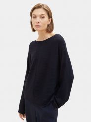 Tom Tailor Sweter 1037737 Granatowy Relaxed Fit. Niebieskie swetry Tom Tailor, xs, bez wzorów, z wiskozy, bez ramiączek. Za 139.99 zł.