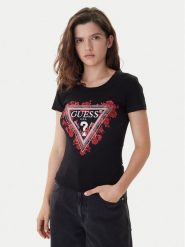 Guess T-Shirt W6RI23 J1314 Czarny Regular Fit. Czarne t-shirty Guess, xxl, z aplikacjami, z bawełny, bez kołnierzyka, bez ramiączek. Za 199.99 zł.