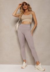 Szare Legginsy High Waist z Gumką w Pasie Cloen. Szare legginsy Renee, bez wzorów, z jeansu, klasyczne. W wyprzedaży za 27.99 zł.