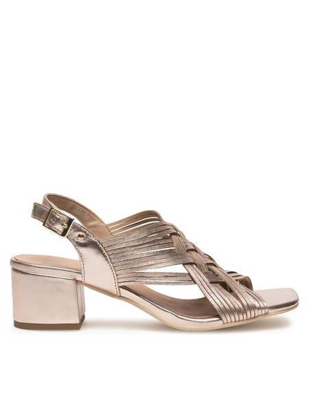 Lasocki Sandały WB-ELA-33 Złoty. Żółte sandały Lasocki, bez wzorów, ze skóry, bez obcasa, na słupku, bez zapięcia. Za 199.99 zł.