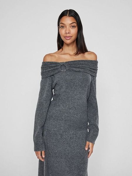 Vila Sweter "Kenya" w kolorze szarym rozmiar: M. Szare swetry Vila, m, bez wzorów, z wełny, bez ramiączek. Za 61.31 zł.