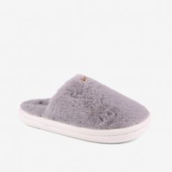 Szare damskie klapki z złotą tasiemką. Szare klapki Coqui, bez wzorów, eleganckie, bez obcasa, bez zapięcia. Za 141.99 zł.