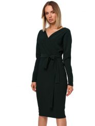 Made of emotion Sukienka w kolorze ciemnozielonym rozmiar: L. Zielone sukienki Made Of Emotion, l, bez wzorów, bez kołnierzyka, bez ramiączek, maxi, kopertowe. Za 135.49 zł.