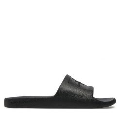 Klapki Calvin Klein Jeans. Czarne klapki Calvin Klein Jeans, bez wzorów, z jeansu, bez obcasa, bez zapięcia. Za 109.99 zł.