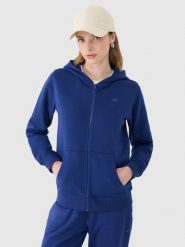 4F Bluza dresowa rozpinana z kapturem damska - granatowa XS. Niebieskie bluzy z kapturem 4f, xs, bez wzorów, z bawełny, z kapturem. W wyprzedaży za 99.99 zł.