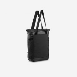 Torba podróżna 2 w 1 Travel Cabas 15 litrów. Czarne torby podróżne FORCLAZ, bez wzorów, na ramię, duże. Za 79.99 zł.