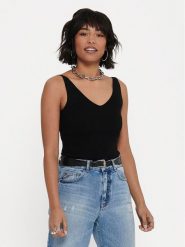JDY Top Nanna 15180497 Czarny Slim Fit. Czarne topy JDY, l, bez wzorów, z wiskozy, bez kołnierzyka, bez ramiączek. Za 59.99 zł.