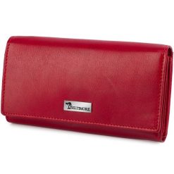 Portfel skórzany damski poziomy RFiD skóra na karty klasyk czerwony Beltimore A03. Czerwone portfele bez wzorów, ze skóry. Za 75.99 zł.