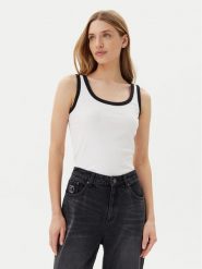 Pieces Top May 17154484 Biały Slim Fit. Białe topy Pieces, s, bez wzorów, z bawełny, bez kołnierzyka, bez ramiączek. Za 59.99 zł.