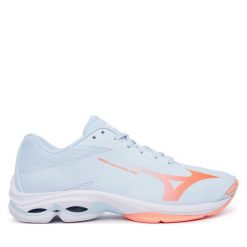 Buty halowe Mizuno. Niebieskie buty sportowe lifestyle Mizuno, bez wzorów, sportowe, bez zapięcia, mizuno wave. Za 539.99 zł.