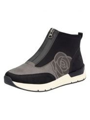 Rieker Slippersy w kolorze szaro-czarnym rozmiar: 42. Czarne botki Rieker, bez wzorów, bez obcasa, bez zapięcia. Za 130.50 zł.