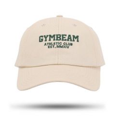 Czapka unisex fitness z daszkiem beżowa Athletic Club. Brązowe czapki z daszkiem GYMBEAM, bez wzorów, sportowe. Za 59.90 zł.