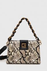 Guess torebka kolor beżowy. Brązowe listonoszki Guess, z aplikacjami, bez dodatków. Za 599.99 zł.