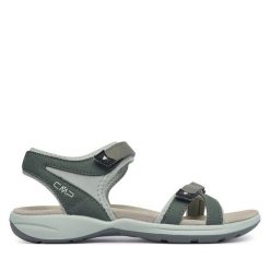 Sandały CMP. Zielone sandały CMP, bez wzorów, bez obcasa, na płaskiej podeszwie, bez zapięcia. Za 209.99 zł.