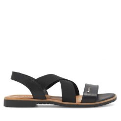 Sandały Lasocki. Czarne sandały Lasocki, bez wzorów, bez obcasa, na płaskiej podeszwie, bez zapięcia. Za 129.99 zł.