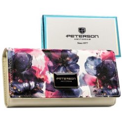 Portfel damski w kwiaty wykonany ze skóry naturalnej i ekologicznej, zamykany zatrzaskiem PTN PX27-PF1 Peterson. Portfele Peterson, bez wzorów, ze skóry. Za 124.99 zł.