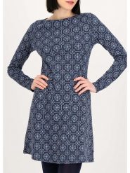 Blutsgeschwister Sukienka "Mod a Hula" w kolorze błękitno-granatowym rozmiar: XL. Niebieskie sukienki Blutsgeschwister, xl, bez wzorów, z bawełny, bez kołnierzyka, bez ramiączek, mini, rozkloszowane. Za 137.10 zł.