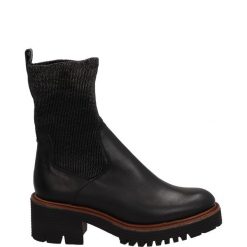 CZARNE BOTKI 42418 VE-ST NEGR. Czarne botki Venezia, bez wzorów, ze skóry, bez obcasa, bez zapięcia. Za 369.00 zł.