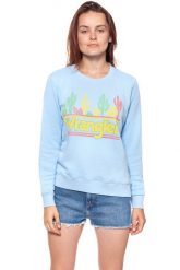 BLUZA WRANGLER DAMSKA SWEATER CERULEAN W6077IEVT 112130443. Niebieskie bluzy Wrangler, s, bez wzorów, bez ramiączek, bez kaptura. W wyprzedaży za 69.99 zł.