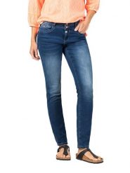 Timezone Dżinsy "Enya" - Slim fit - w kolorze niebieskim rozmiar: W24/L30. Niebieskie jeansy Timezone, l, z aplikacjami, klasyczne. Za 114.17 zł.