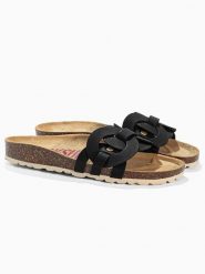 BACKSUN Skórzane klapki "Trapeze" w kolorze czarnym rozmiar: 38. Czarne klapki Backsun, bez wzorów, klasyczne, z otwartym noskiem, bez obcasa, bez zapięcia. Za 130.99 zł.