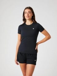 Bjorn_borg ACE SLIM T-SHIRT z recyklingowanego poliestru — BLACK BEAUTY. Czarne t-shirty sportowe Björn Borg, xl, bez wzorów, bez ramiączek, tenisowe. Za 194.00 zł.