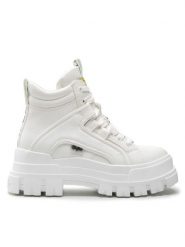 Buffalo Trzewiki Aspha Nc Mid BN16220461 Biały. Białe botki Buffalo, bez wzorów, ze skóry, bez obcasa, na płaskiej podeszwie, bez zapięcia. Za 379.99 zł.