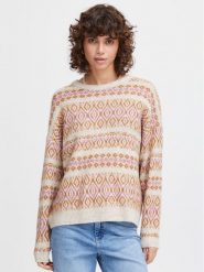 ICHI Sweter 20119733 Beżowy Regular Fit. Brązowe swetry ICHI, xl, bez wzorów, z syntetyku, bez ramiączek. Za 139.99 zł.