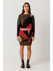 SKFK Sweter "Elur" w kolorze oliwkowo-jasnoróżowym rozmiar: 40. Brązowe swetry SKFK, bez wzorów, z bawełny, bez ramiączek. Za 259.54 zł.
